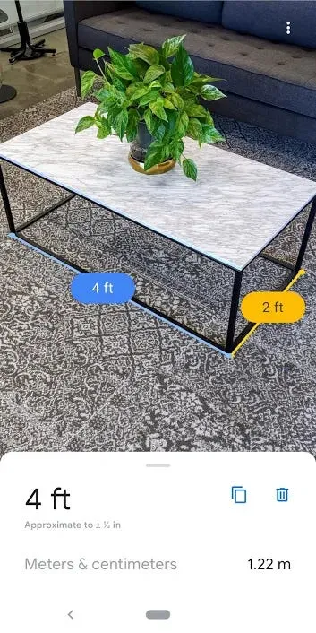 Google Measure app measuring the height of a plant